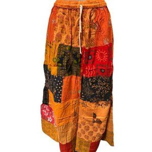 Boho Patchwork Skirt * Long Gypsy Hippie Tiered in 100% Silky Rayon * Maxi Full